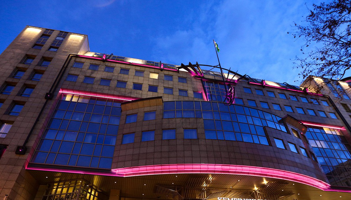 Kempinski Hotel Corvinus entrance at night